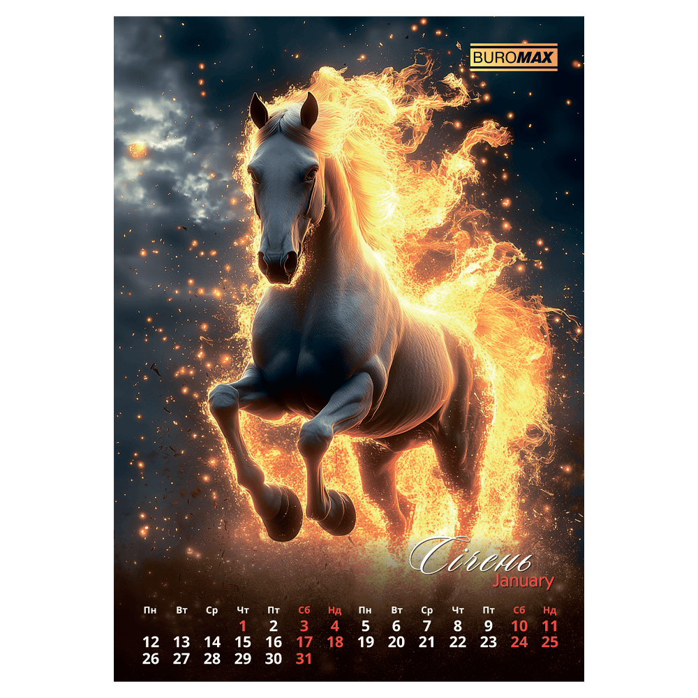 Календар настінний 2026 р., А3, 1 пружина, Symbol of the year BM.210600 BUROMAX